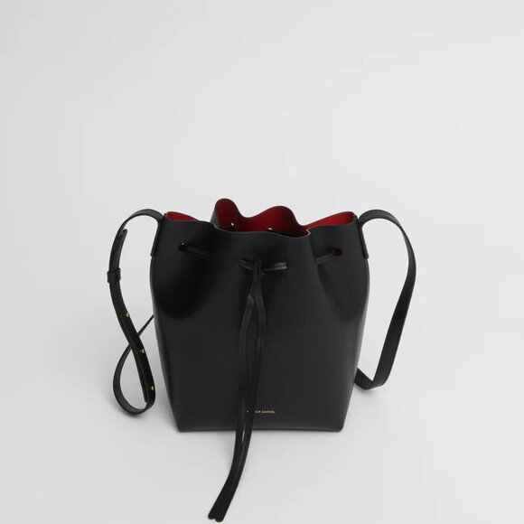 Mansur Gavriel Icon Bucket Bag Mini, Black/Flamma - Picture 10 of 12